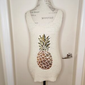 Stripe knit sequin pineapple top
